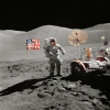Astronaut Eugene Cernan walks toward the Lunar Roving Vehicle - Apollo 6 Variante 1