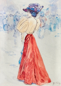 Henry Somm - Elegant with a red skirt
