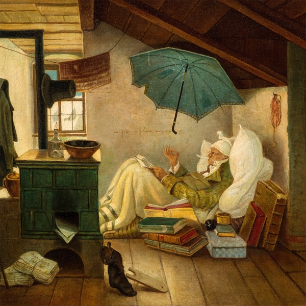 Carl Spitzweg - Der arme Poet (The Poor Poet) Variante 2 | 60x60 cm | Premium-Papier