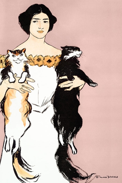 Edward Penfield - Woman holding Cats (1897) Variante 1 | 30x45 cm | Premium-Papier