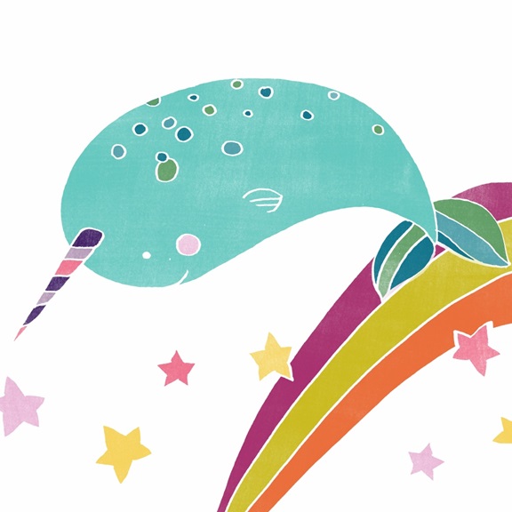 Narwals & Rainbows No. 5 Variante 1 | 40x40 cm | Premium-Papier