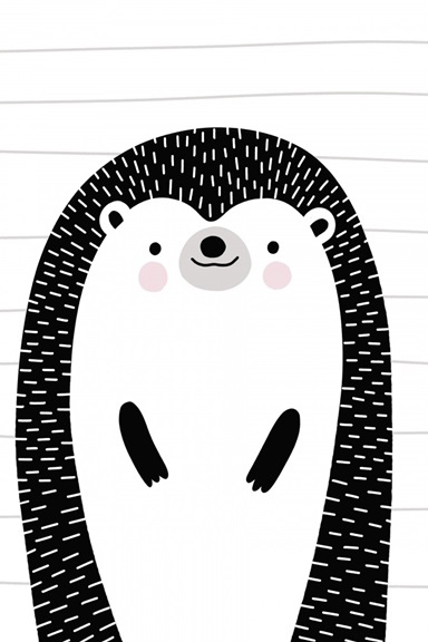 Black & White Animals No. 5 - Hedgehog 