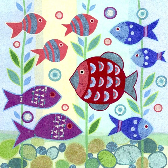 Fish Swarm No. 2 Variante 1 | 60x60 cm | Premium-Papier