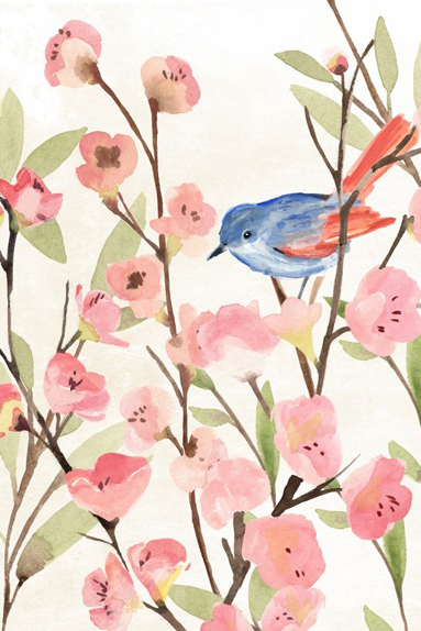 Little Bird in a Peach Tree Variante 1 | 20x30 cm | Premium-Papier