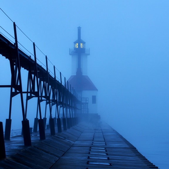 Blue Lighthouse No. 1 Variante 1 | 60x60 cm | Premium-Papier