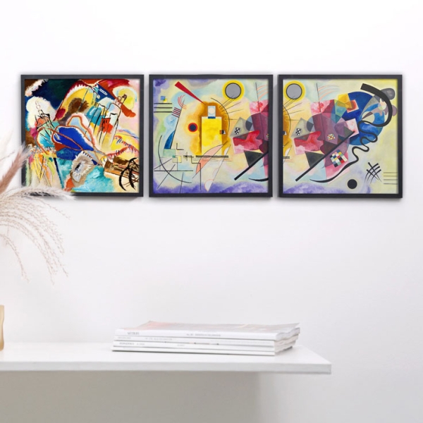 ZUSY Bilderset Kandinsky - Bilder mit Rahmen 3x 20x20 cm | Schwarz