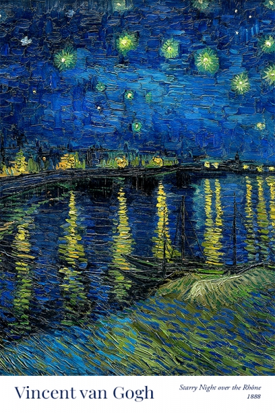 Vincent van Gogh - Starry Night Over the Rhone Variante 1 | 30x45 cm | Premium-Papier