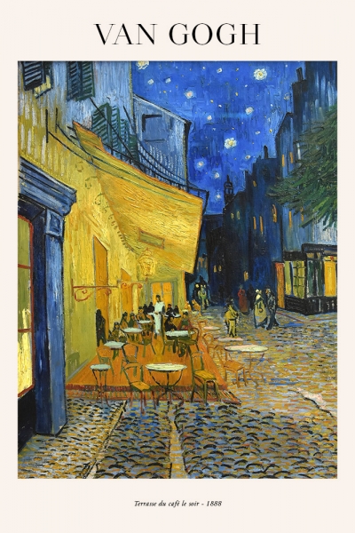 Vincent van Gogh - Cafe Terrace at Night Variante 1 | 60x90 cm | Premium-Papier wasserfest