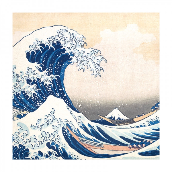 Katsushika Hokusai - The Great Wave off Kanagawa Variante 1 | 40x40 cm | Premium-Papier wasserfest