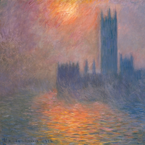 Claude Monet - The Houses of Parliament Variante 1 | 40x40 cm | Premium-Papier wasserfest