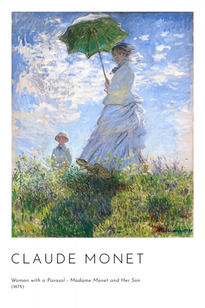 Claude Monet - Woman with a Parasol - Madame Monet and Her Son Variante 1 | 13x18 cm | Premium-Papier wasserfest