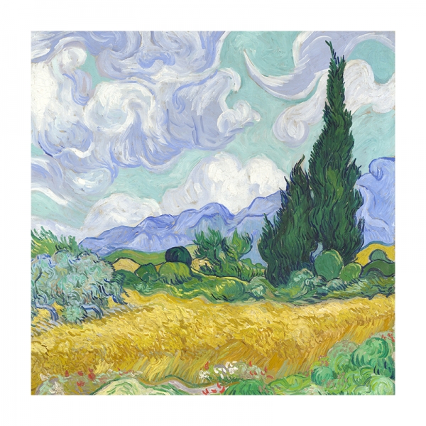 Vincent van Gogh - Wheat Field with Cypresses Variante 1 | 40x40 cm | Premium-Papier wasserfest