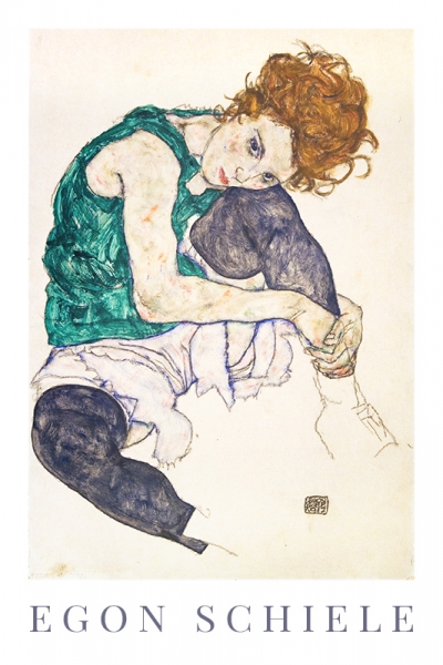 Egon Schiele - Seated Woman with Legs Drawn Up Variante 1 | 60x90 cm | Premium-Papier wasserfest