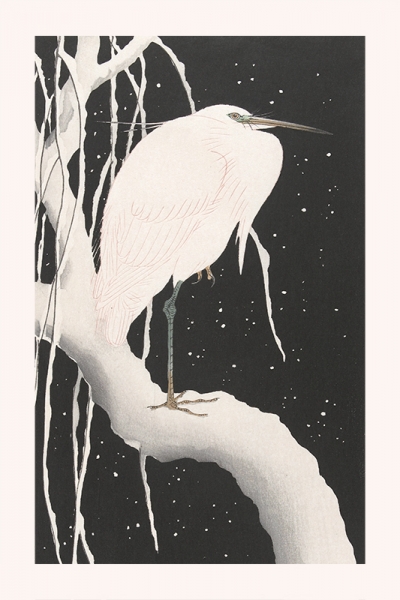 Ohara Koson - Heron in the Snow Variante 1 | 13x18 cm | Premium-Papier