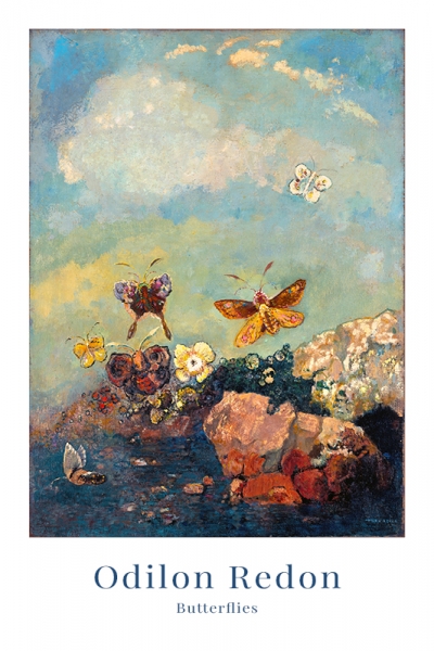 Odilon Redon - Butterflies Variante 1 | 60x90 cm | Premium-Papier wasserfest