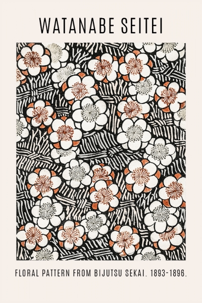 Watanabe Seitei - Floral Pattern (from Bijutsu Sekai) Variante 1 | 60x90 cm | Premium-Papier wasserfest