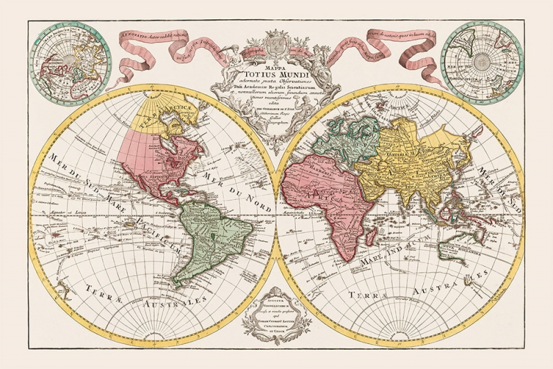 Mappa totius mundi - Vintage Map Poster (1775) 