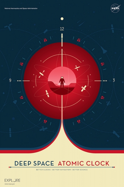 Deep Space Atomic Clock Poster - Red Version, Credit: NASA/JPL-Caltech Variante 1 | 13x18 cm | Premium-Papier
