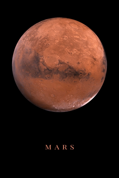 NASA Image of Mars, centered on the Impact Crater Schiaparelli 