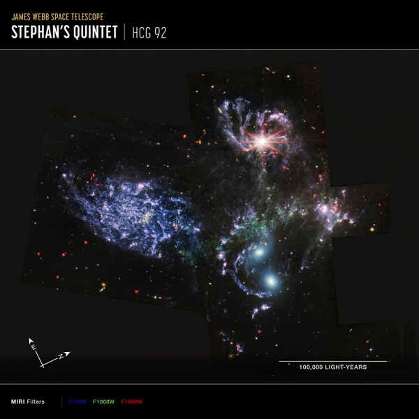 Stephan's Quintet - Image taken by NASAs James Webb Space Telescope Variante 1 | 40x40 cm | Premium-Papier