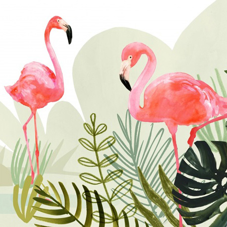 Flamingo Jungle Variante 1 | 40x40 cm | Premium-Papier