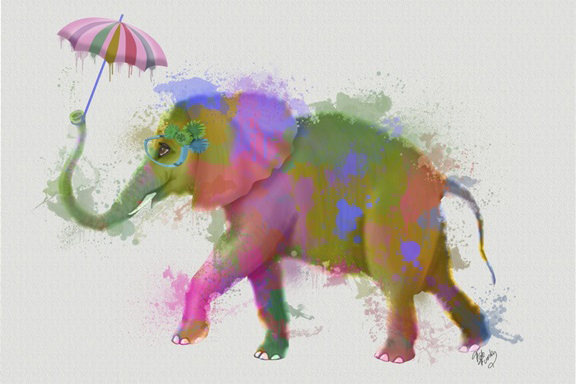 Rainbow Animals No. 3 - Elephant Variante 1 | 13x18 cm | Premium-Papier