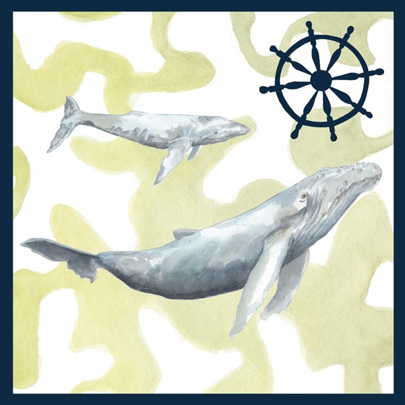 Whales in Watercolour No. 2 Variante 1 | 40x40 cm | Premium-Papier