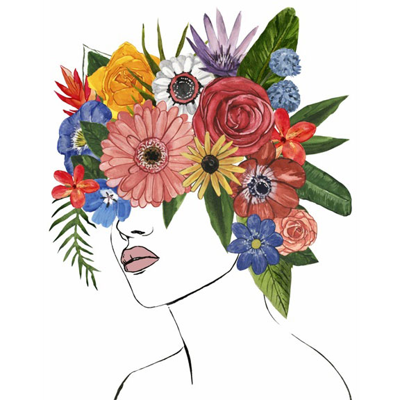 Lady with the Flowers No. 1 Variante 1 | 40x40 cm | Premium-Papier