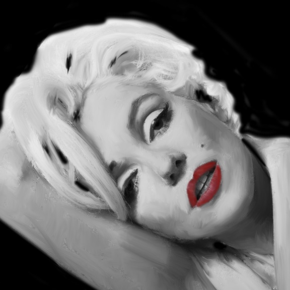 Marilyn Monroe Red Lips Portrait No. 4 Variante 1 | 40x40 cm | Premium-Papier