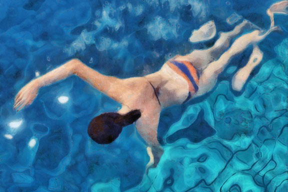 Swimming in Azure No. 1 Variante 1 | 13x18 cm | Premium-Papier