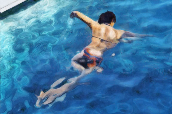 Swimming in Azure No. 2 Variante 1 | 13x18 cm | Premium-Papier