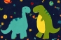 Happy Dinosaurs in Space Variante 1