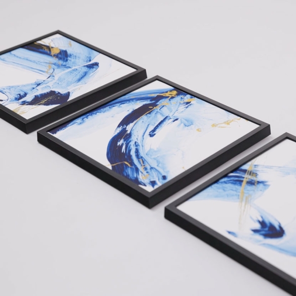 ZUSY Bilderset Mondrian - Bilder mit Rahmen 3x 20x20 cm | Schwarz