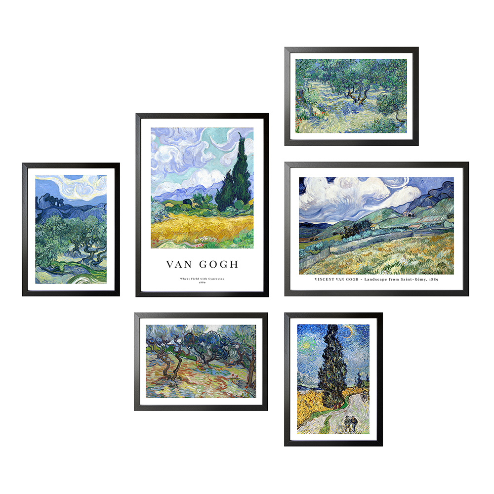 Bilderwand Van Gogh - Landscape and Cypresses 